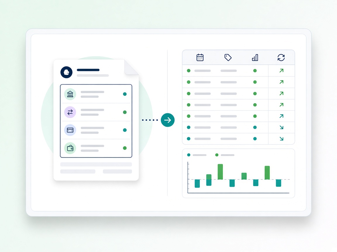 Bank Statement Analyzer dashboard showing categorized transactions, cash flow, and credit insights